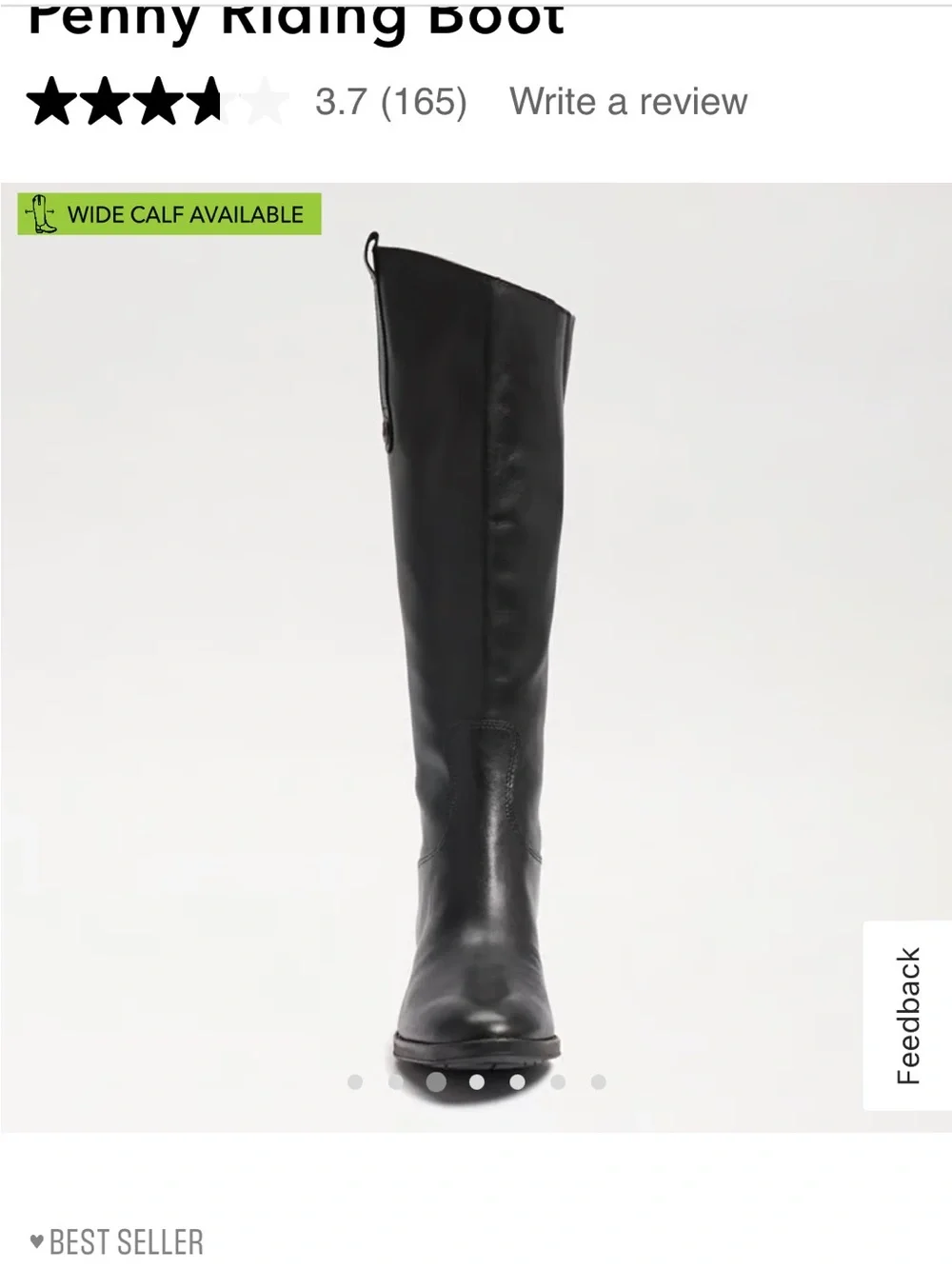 Sam Edelman Penny Riding Boot - Black Leather - Size 8W Wide